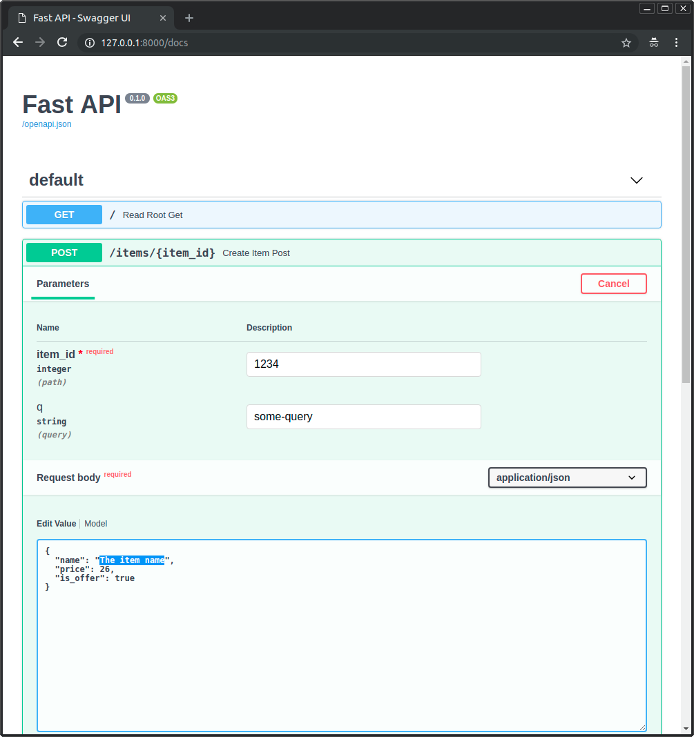 Swagger UI interaction