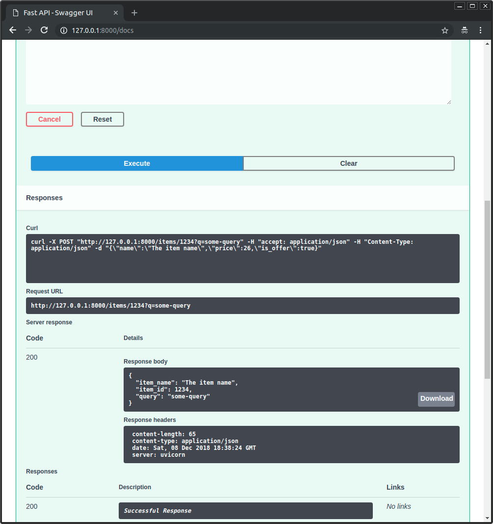 Swagger UI interaction